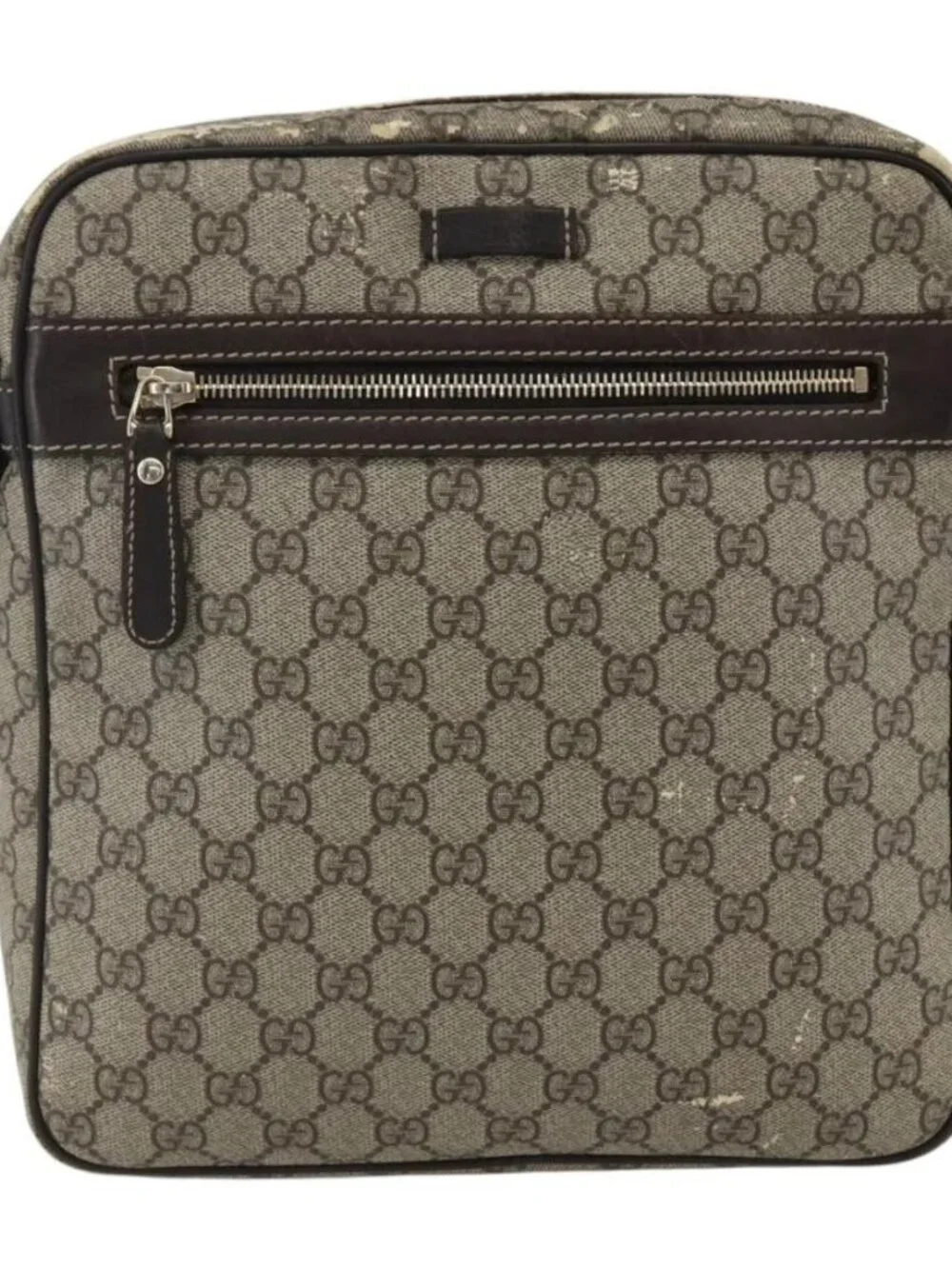 GUCCI GG Supreme Shoulder Bag PVC Beige Gold 201448 Auth ti3728
